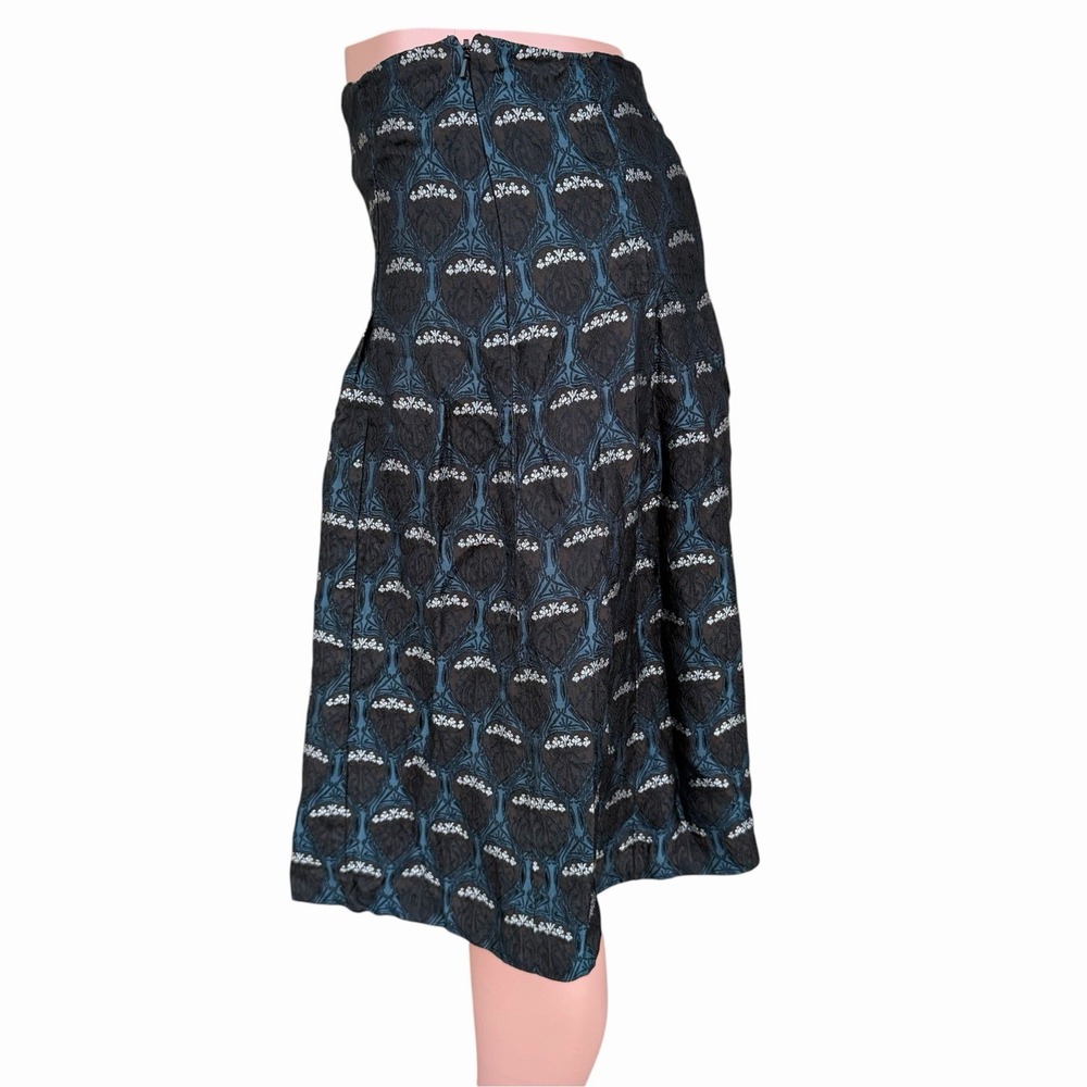 Nine West Silk Blend Jacquard Brocade Midi Skirt Sz 6 Preppy Classy Art Nouveau - Picture 3 of 7